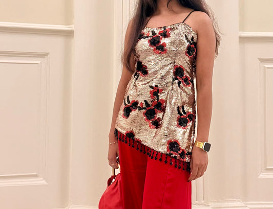 Gold Bloom Kurti Top