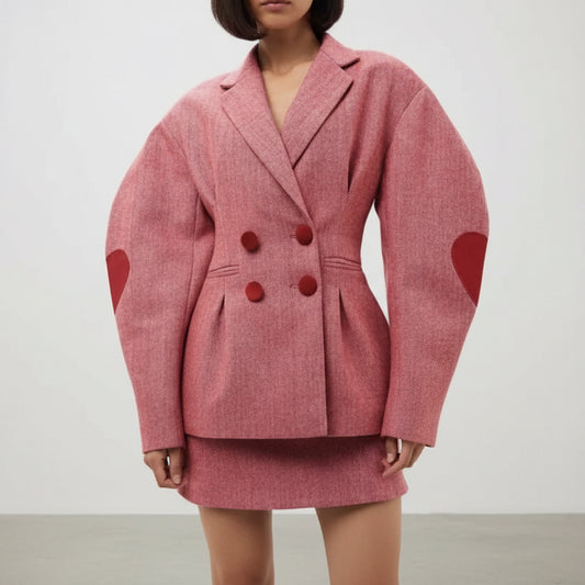 Pink Hemp Puff Sleeve Blazer