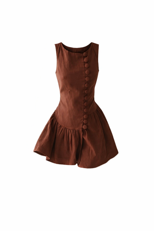 Linen Button-up Mini Dress