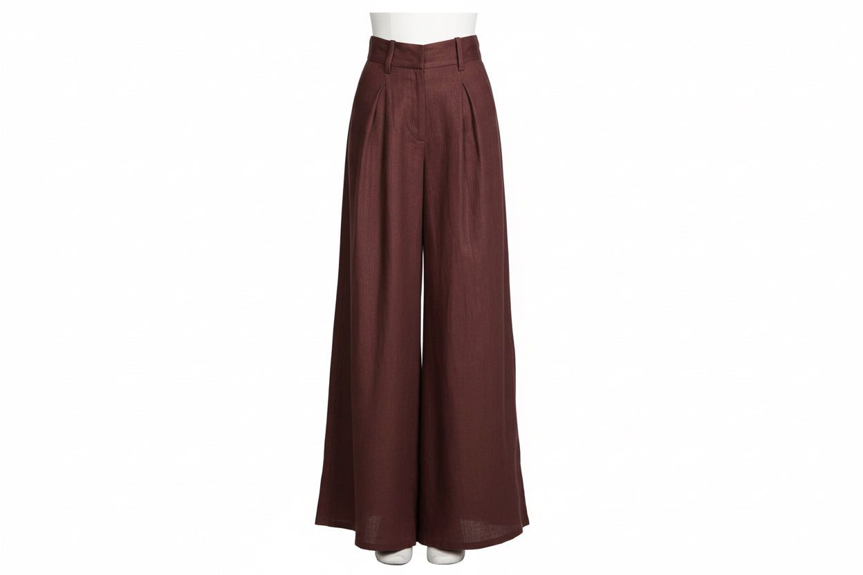 Mid Rise Flare linen pant